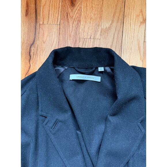 UNIQLO U AND LEMAIRE Wool Cashmere Robe Coat Long Belted Size XS Black - Picture 3 of 3